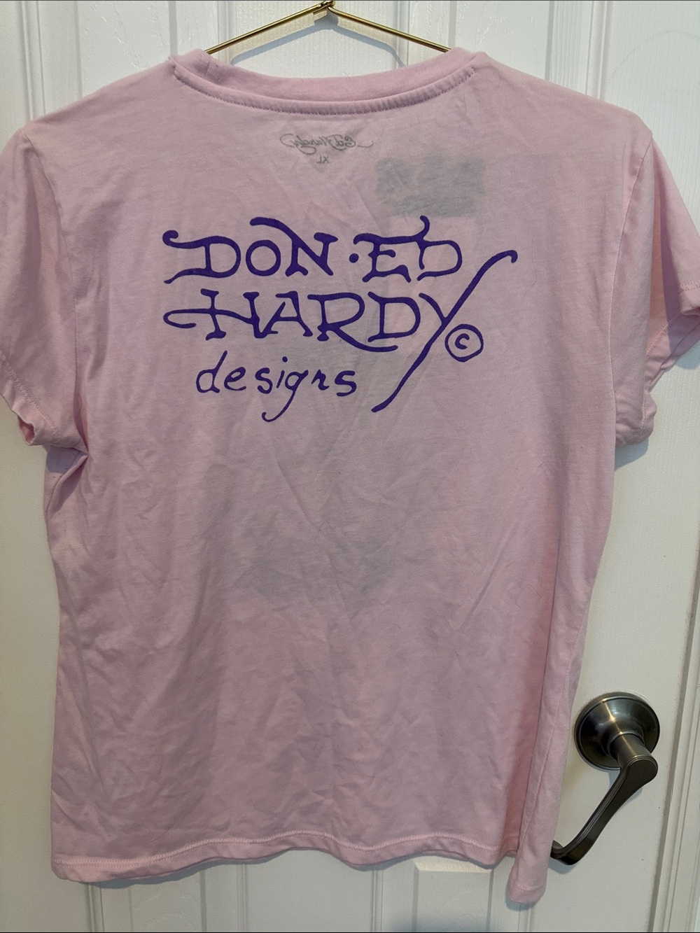 Ed Hardy Light Pink Snake, Skull & Rose Graphic Tee - Picture 3 of 3